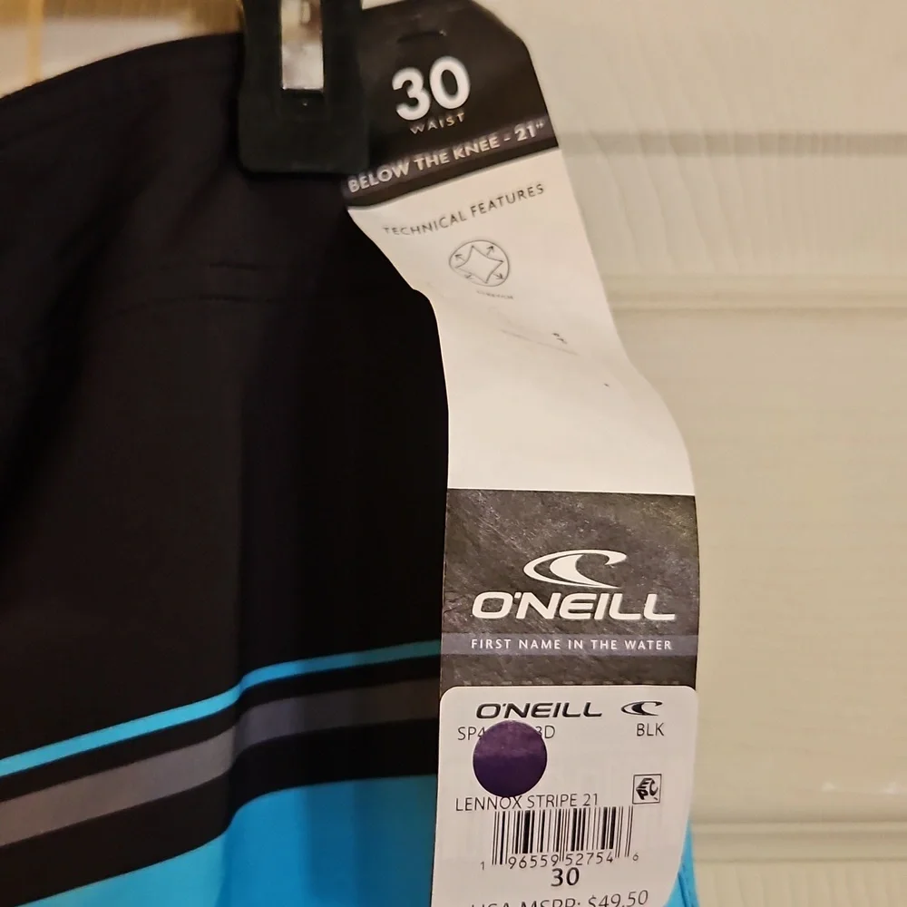 O'Neill Men's Lennox Stripe Quick-Drying 21 in. Boardshort: BLUE/GRAY NWT: SZ 30